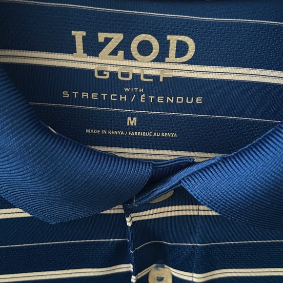 Men’s golf shirt, size medium blue white stripe in excellent condition. - Picture 2 of 5